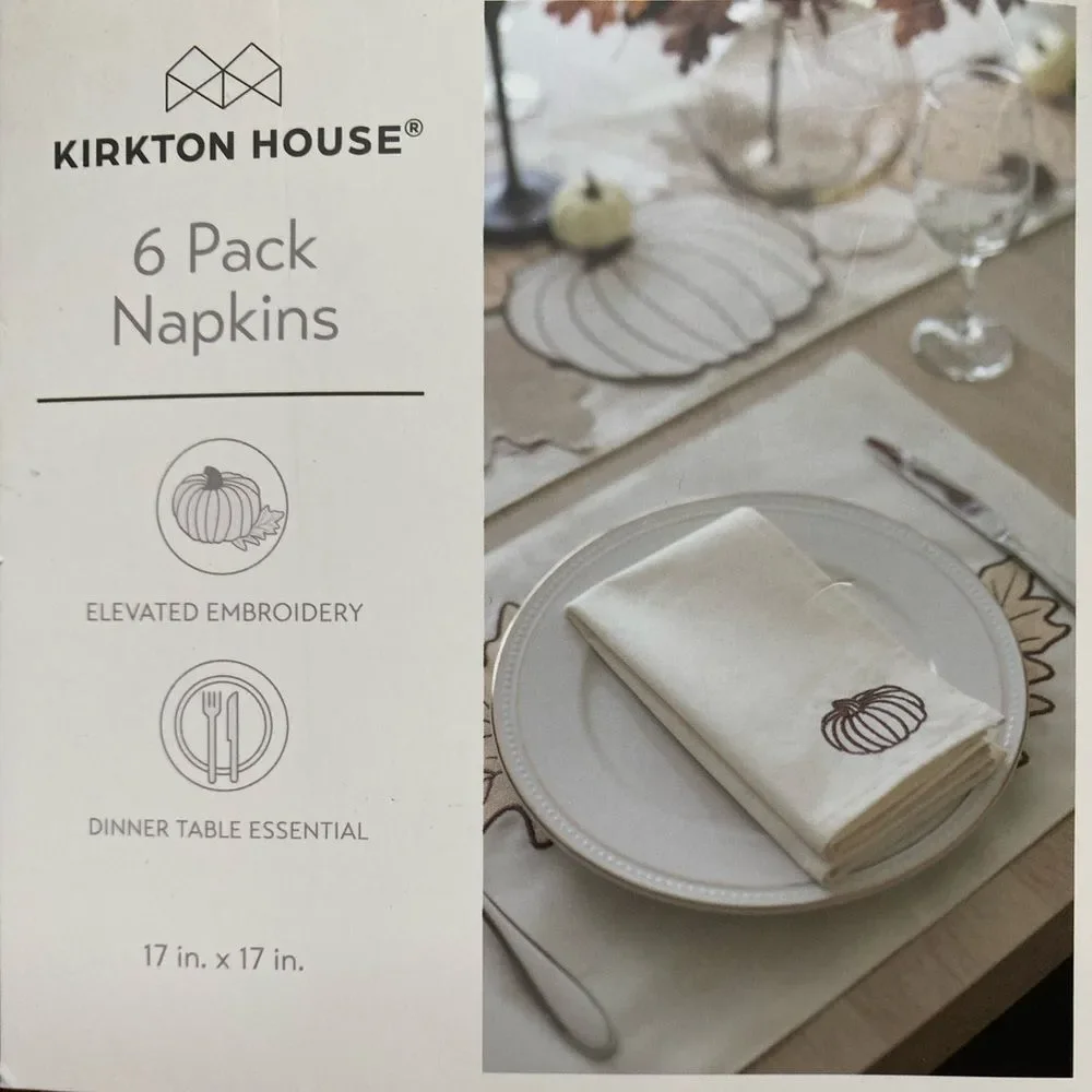 Kirkton House Cream Napkins with Embroidery Pumpkin